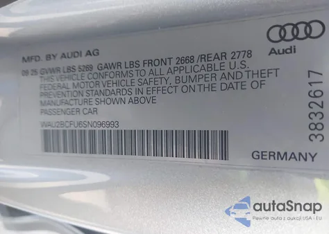 2025 Audi All-New A5 Premium Plus Tfsi Quattro S Tronic from USA, damaged, VIN WAU2BCFU6SN096993